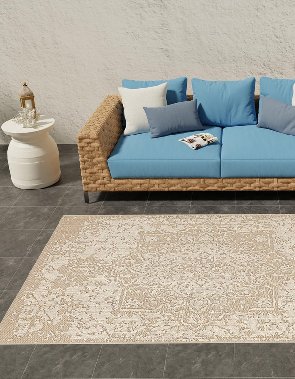 Patio Heritage Collection Area Rug - Santorini Rectangle Khaki  lifestyle 11