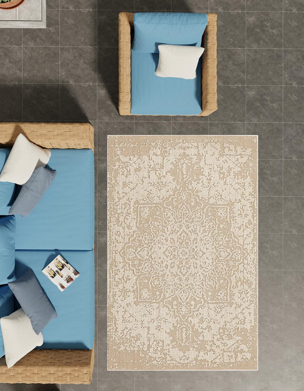 Patio Heritage Collection Area Rug - Santorini Rectangle Khaki  lifestyle 61