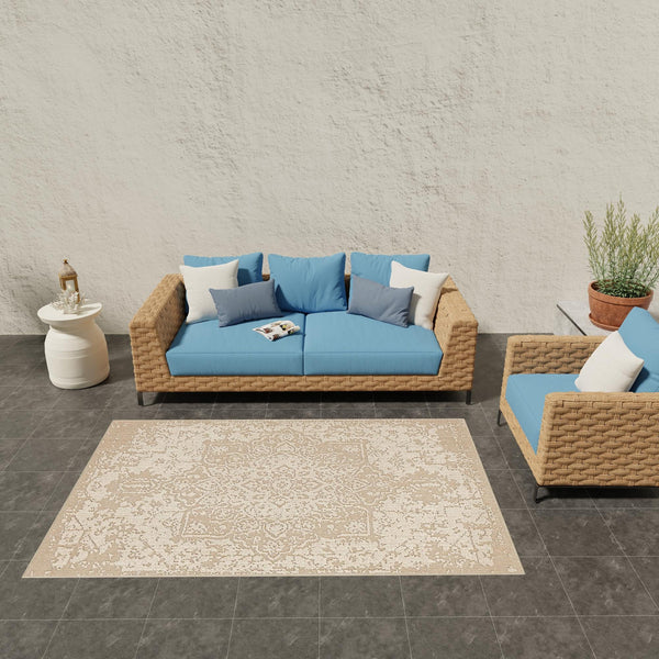 Patio Heritage Collection Area Rug - Santorini Rectangle Khaki  lifestyle 68