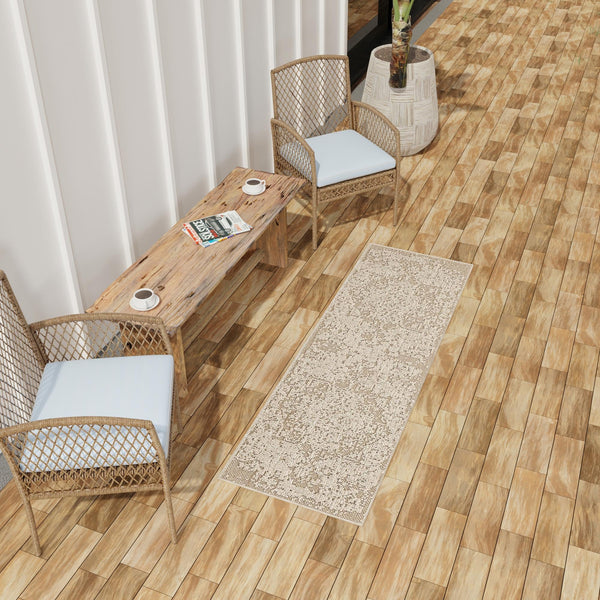 Patio Heritage Collection Area Rug - Santorini Runner Khaki  lifestyle 159