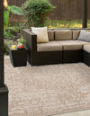 Patio Heritage Collection Area Rug - Santorini Square Khaki  lifestyle 77