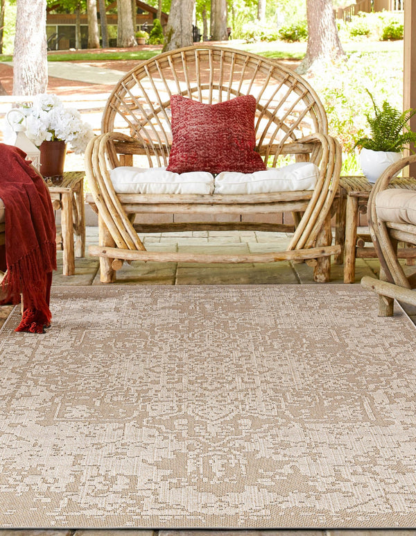 Patio Heritage Collection Area Rug - Santorini Square Khaki  lifestyle 117
