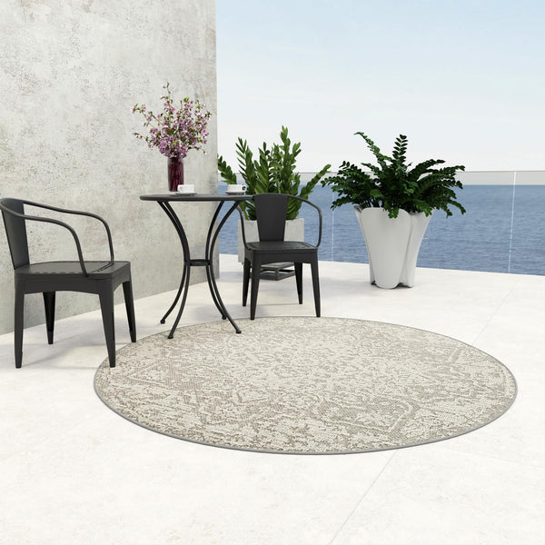 Patio Heritage Collection Area Rug - Santorini Round Light Gray  lifestyle 167