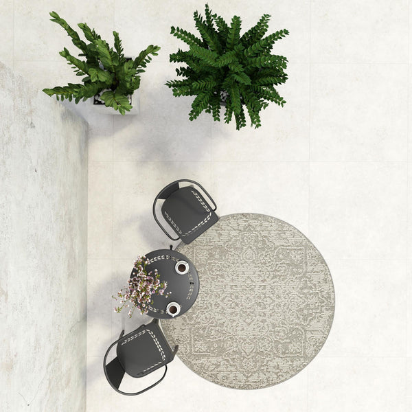 Patio Heritage Collection Area Rug - Santorini Round Light Gray  lifestyle 181