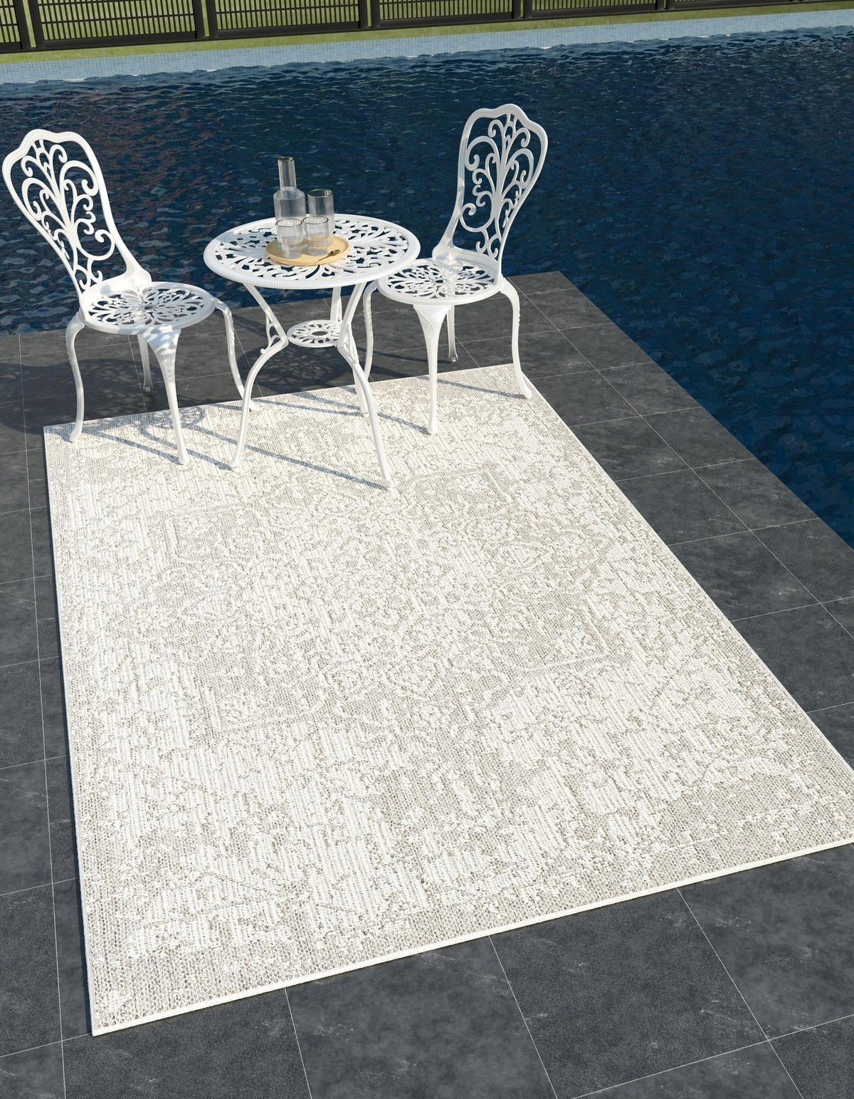 Patio Heritage Collection Area Rug - Santorini Rectangle Light Gray  lifestyle 4