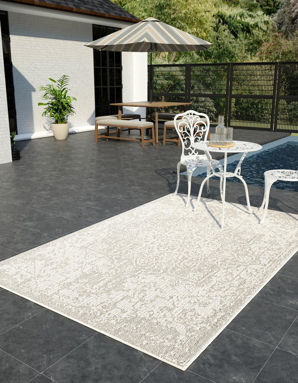 Patio Heritage Collection Area Rug - Santorini Rectangle Light Gray  lifestyle 8