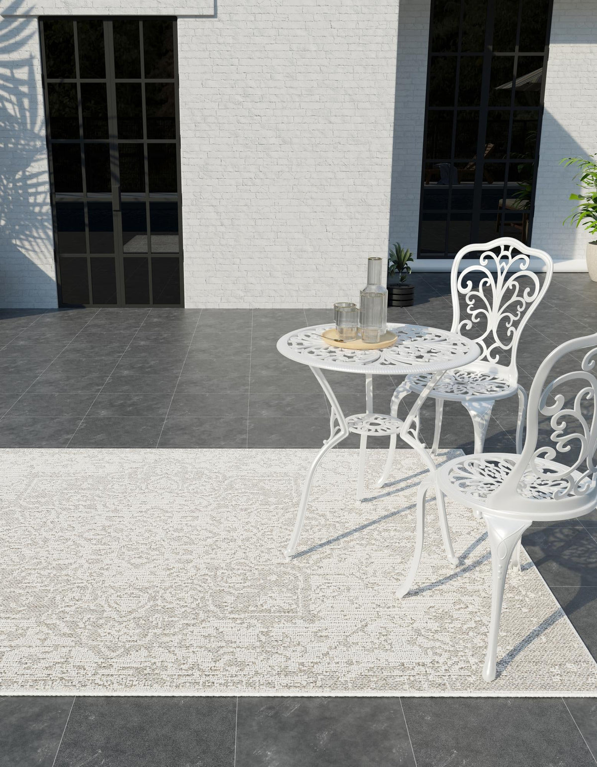 Patio Heritage Collection Area Rug - Santorini Rectangle Light Gray  lifestyle 12