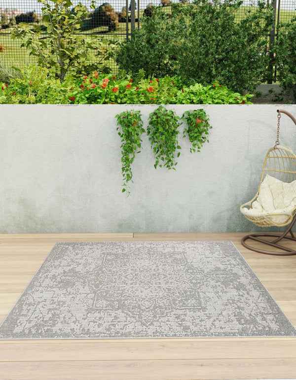 Patio Heritage Collection Area Rug - Santorini Square Light Gray  lifestyle 104