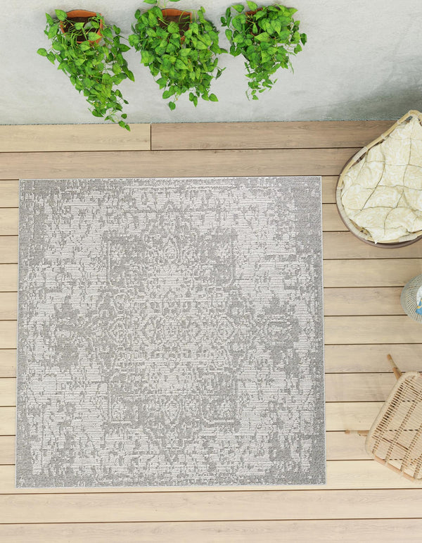 Patio Heritage Collection Area Rug - Santorini Square Light Gray  lifestyle 155