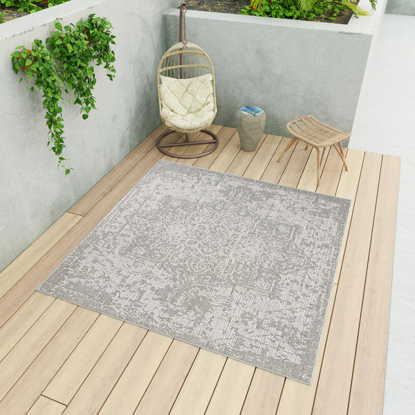Patio Heritage Collection Area Rug - Santorini Square Light Gray  lifestyle 161