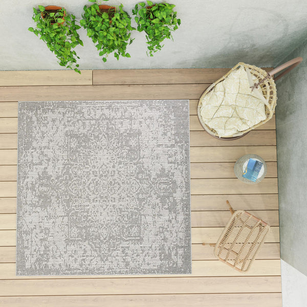 Patio Heritage Collection Area Rug - Santorini Square Light Gray  lifestyle 182