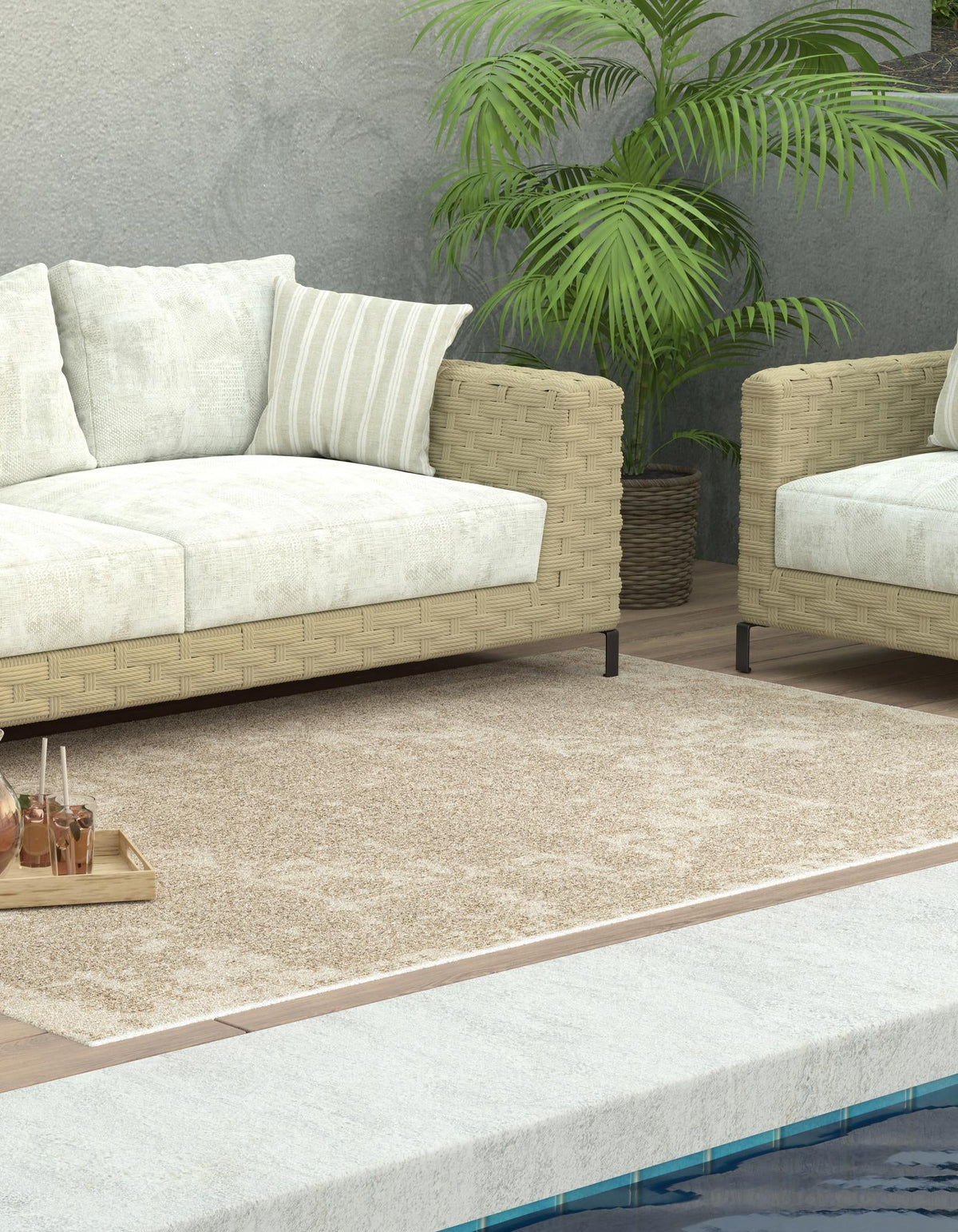 Patio Heritage Collection Area Rug - Santorini Rectangle Beige  lifestyle 5