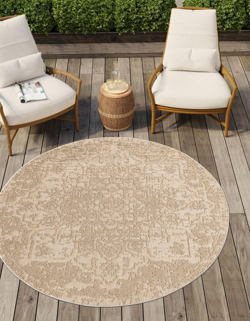 Patio Heritage Collection Area Rug - Santorini Round Beige  lifestyle 106