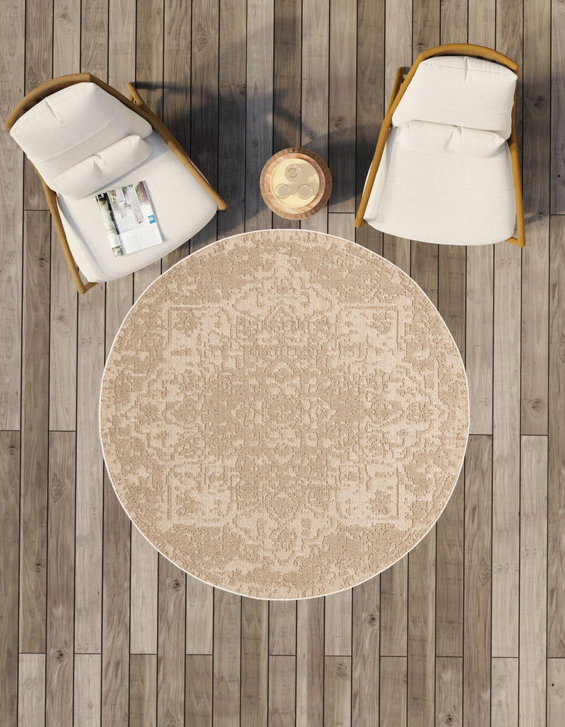 Patio Heritage Collection Area Rug - Santorini Round Beige  lifestyle 157