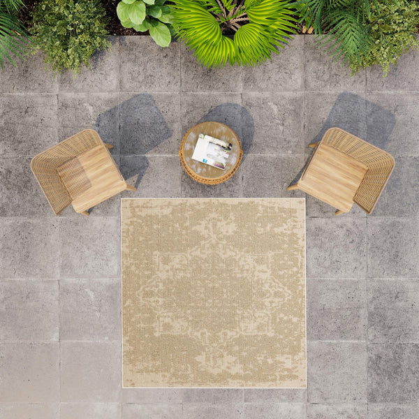 Patio Heritage Collection Area Rug - Santorini Square Beige  lifestyle 185