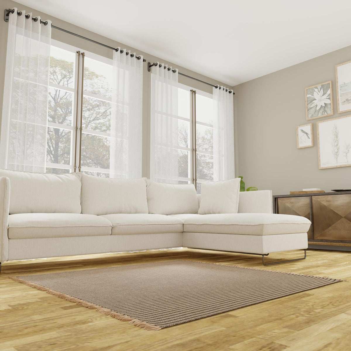 Country Homestead Collection Area Rug -  Grangehurst Square Charcoal  lifestyle 49