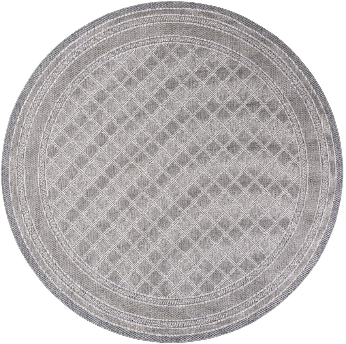 Seaside Lattice Collection Area Rug - Savannah Round Gray  lifestyle 39