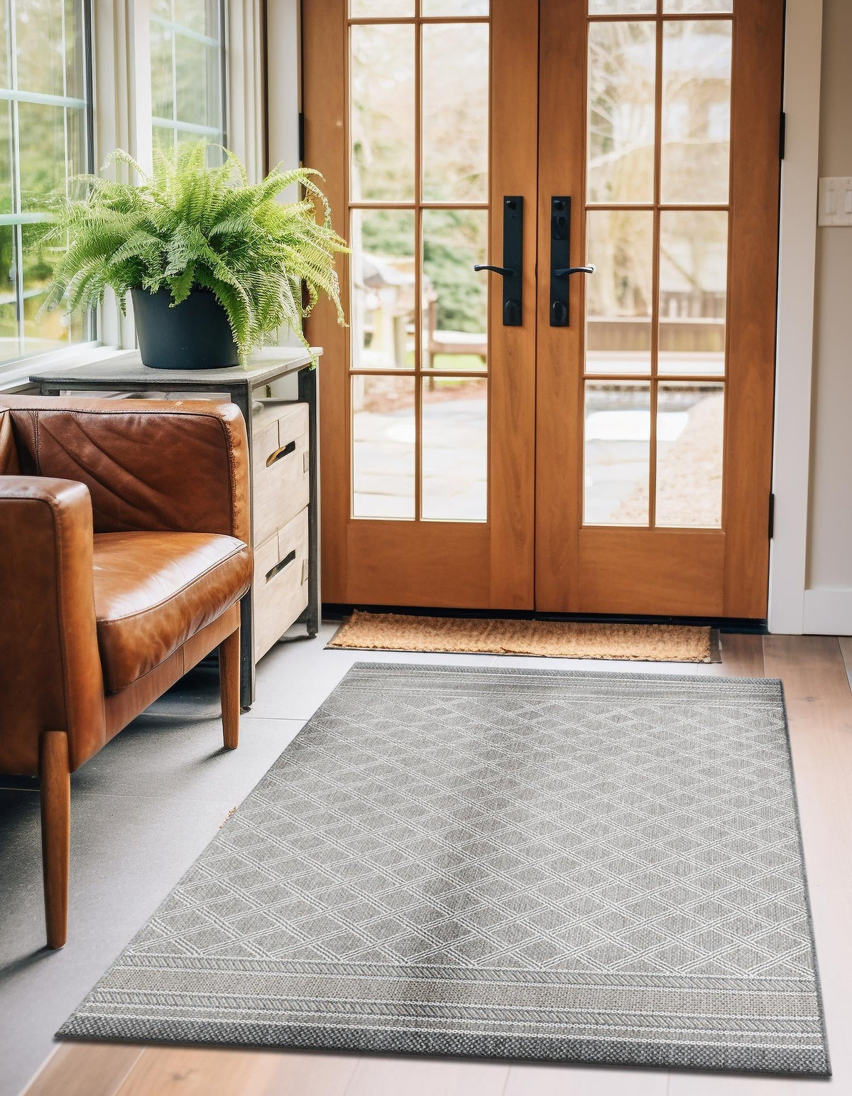 Seaside Lattice Collection Area Rug - Savannah Rectangle Gray  lifestyle 4