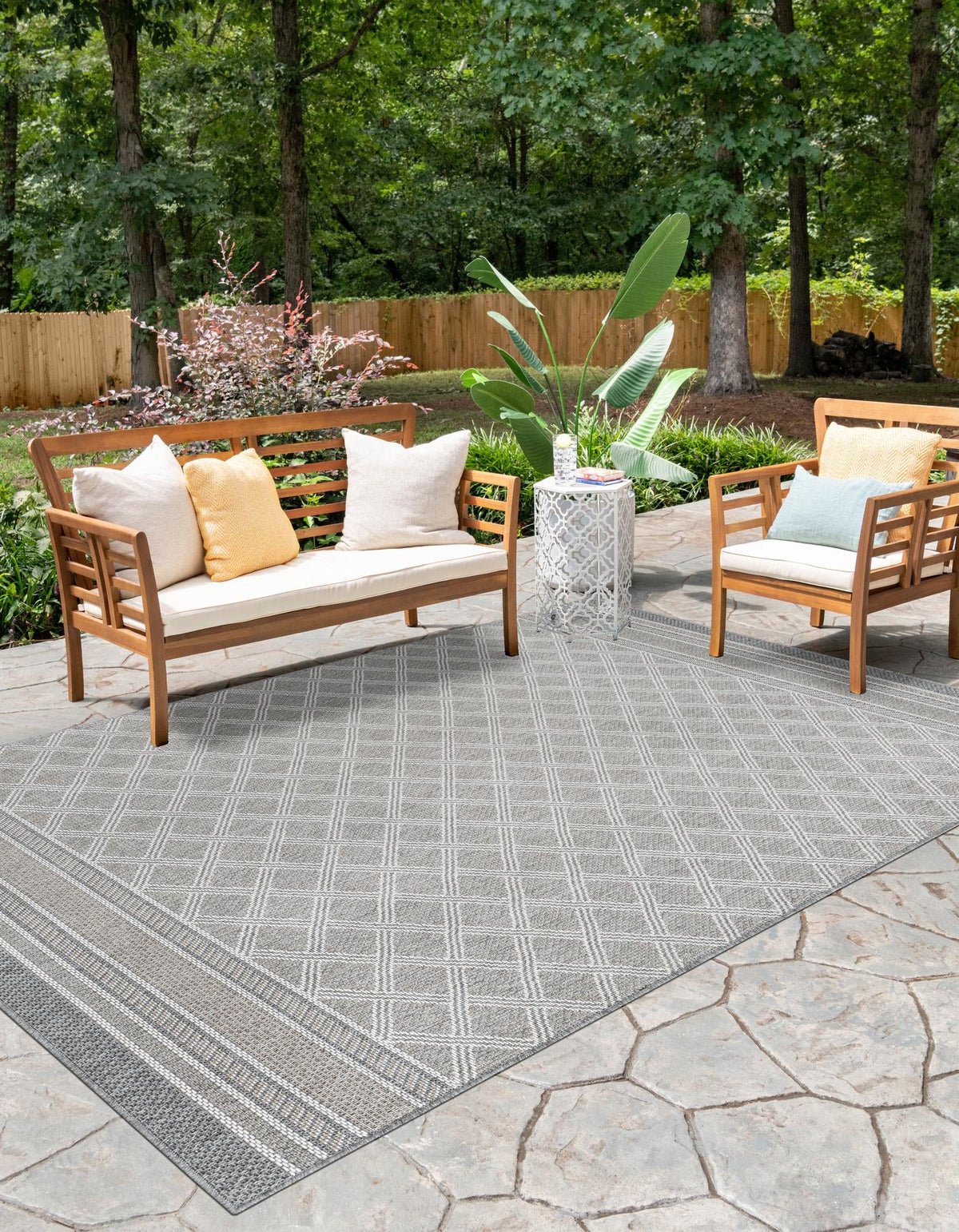 Seaside Lattice Collection Area Rug - Savannah Rectangle Gray  lifestyle 7