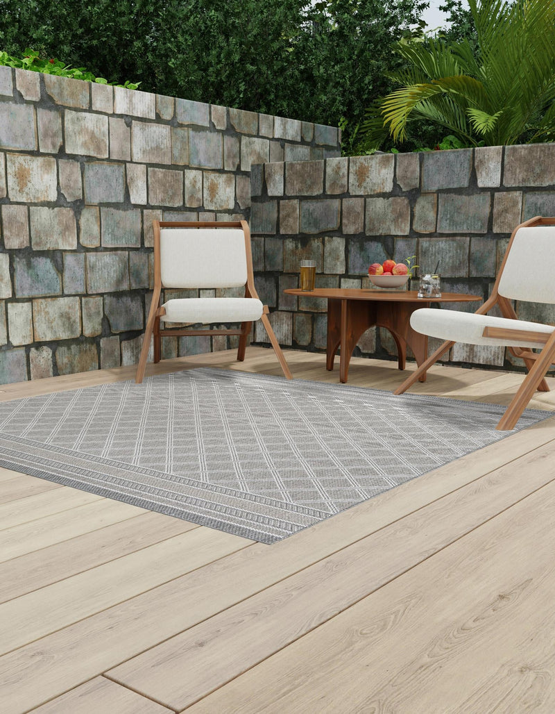 Seaside Lattice Collection Area Rug - Savannah Square Gray  lifestyle 50