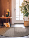 Seaside Lattice Collection Area Rug - Savannah Round Chocolate Brown  lifestyle 52