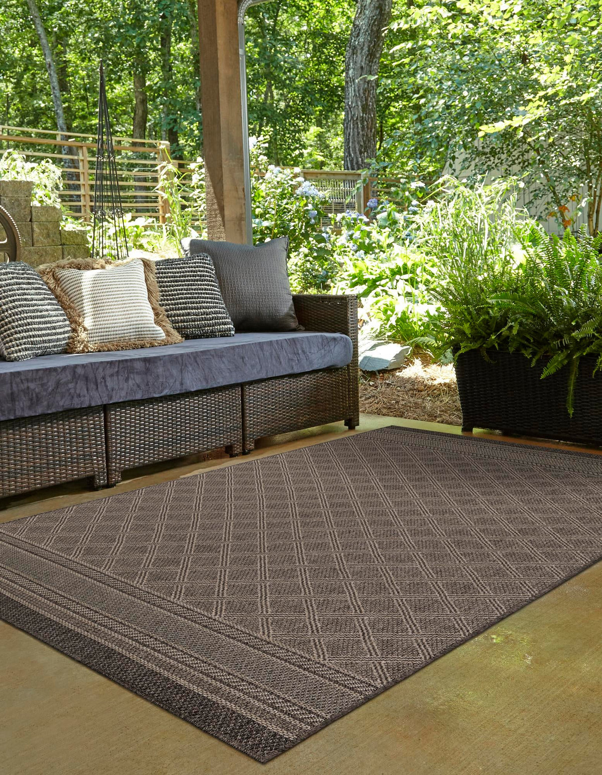 Seaside Lattice Collection Area Rug - Savannah Rectangle Chocolate Brown  lifestyle 2