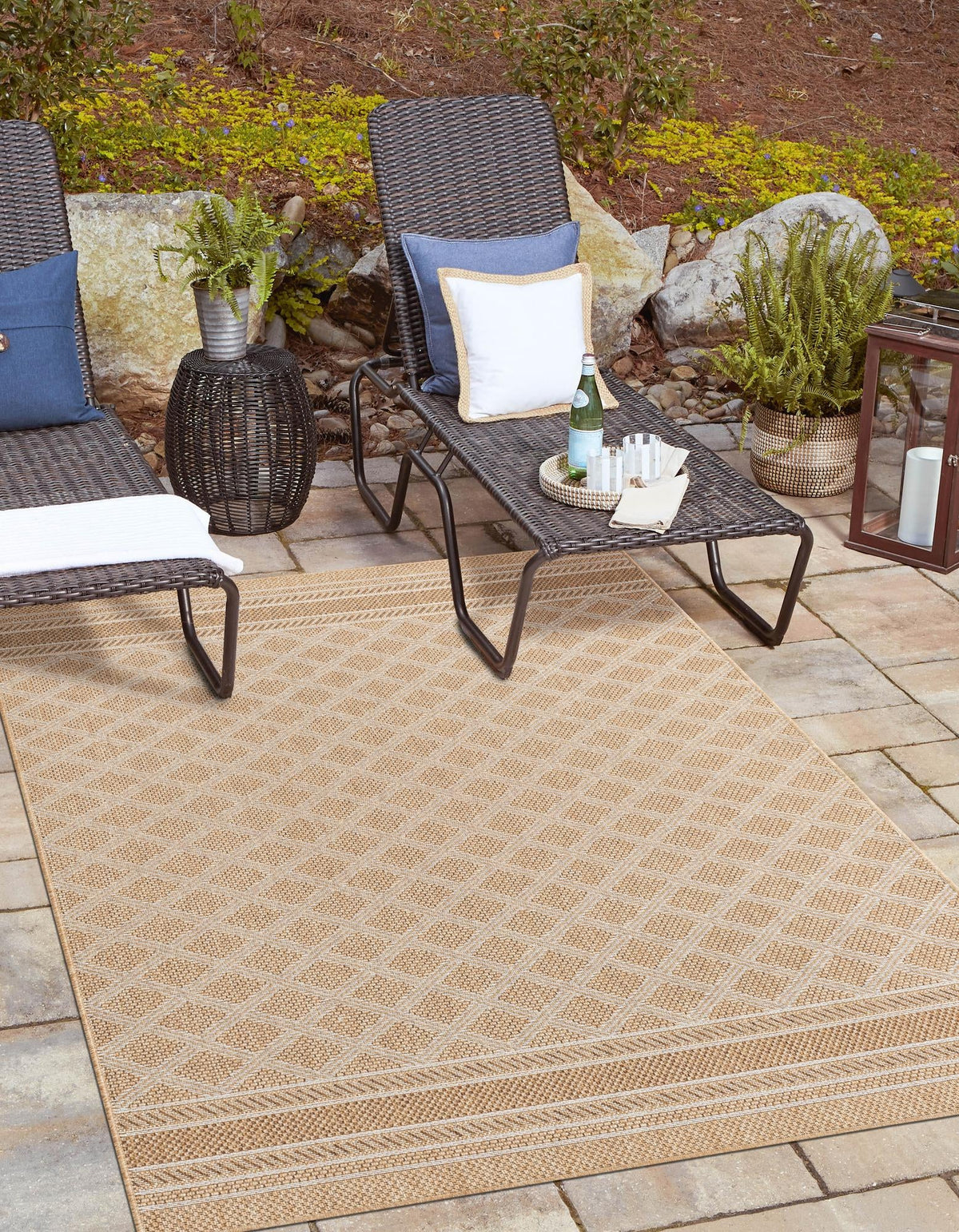 Seaside Lattice Collection Area Rug - Savannah Rectangle Natural  lifestyle 3