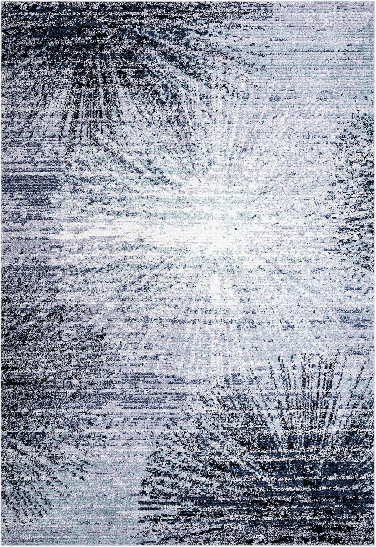 Santa Fe Trails Collection Area Rug -  Zuni Rectangle Blue and Gray Main