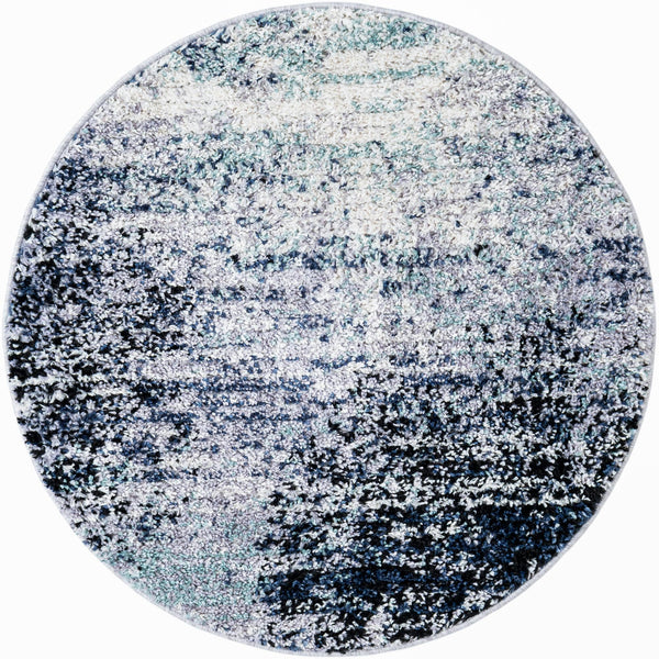 Santa Fe Trails Collection Area Rug -  Zuni Round Blue and Gray  lifestyle 19
