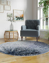 Santa Fe Trails Collection Area Rug -  Zuni Round Blue and Gray  lifestyle 27
