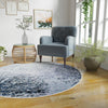 Santa Fe Trails Collection Area Rug -  Zuni Round Blue and Gray  lifestyle 92