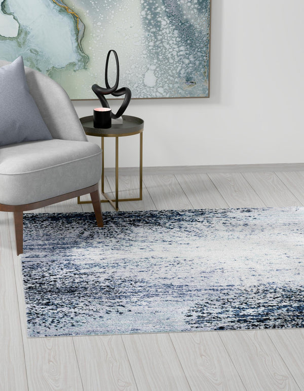 Santa Fe Trails Collection Area Rug -  Zuni Square Blue and Gray  lifestyle 24