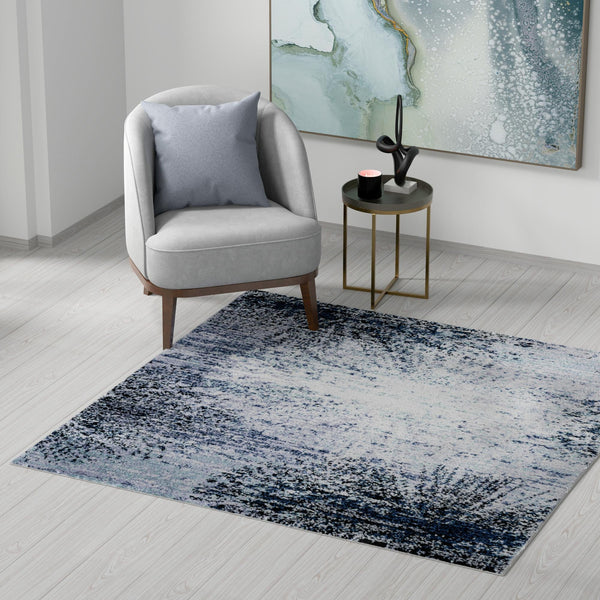 Santa Fe Trails Collection Area Rug -  Zuni Square Blue and Gray  lifestyle 91