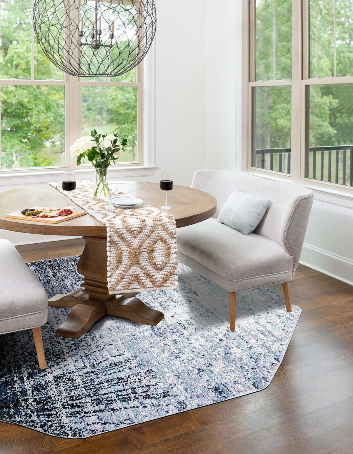 Santa Fe Trails Collection Area Rug -  Zuni Octagon Blue and Gray  lifestyle 41