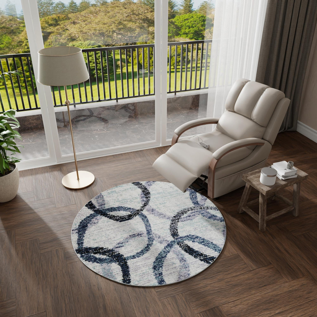 Santa Fe Trails Collection Area Rug -  Taos Round Ivory  lifestyle 88