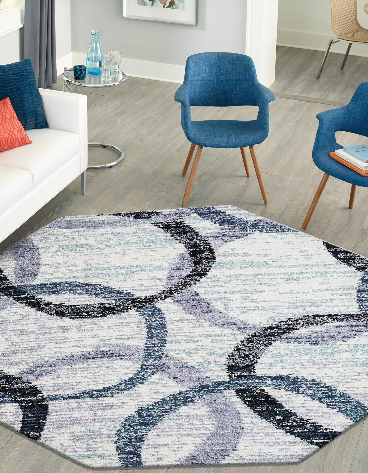 Santa Fe Trails Collection Area Rug -  Taos Octagon Ivory  lifestyle 24
