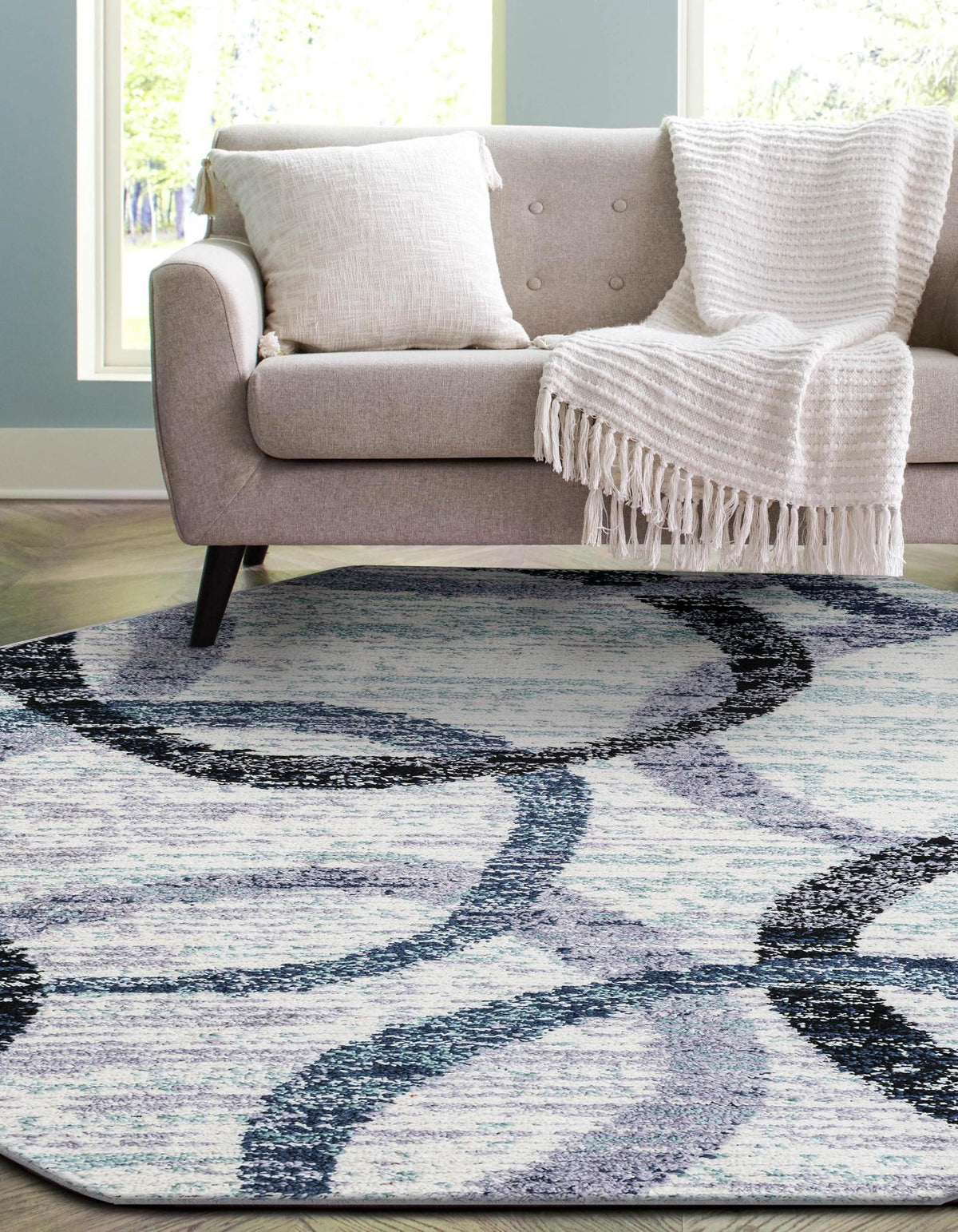 Santa Fe Trails Collection Area Rug -  Taos Octagon Ivory  lifestyle 34