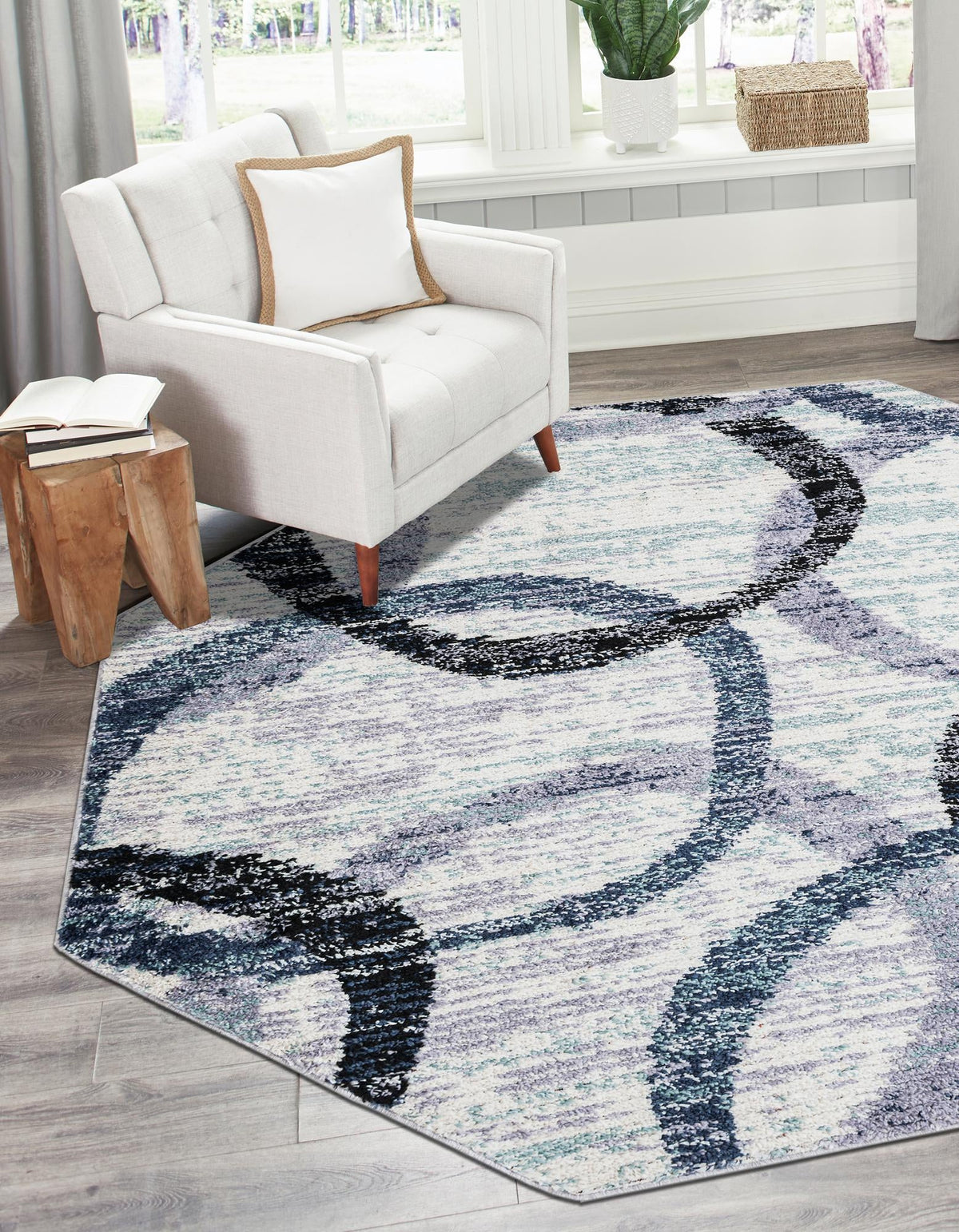 Santa Fe Trails Collection Area Rug -  Taos Octagon Ivory  lifestyle 42
