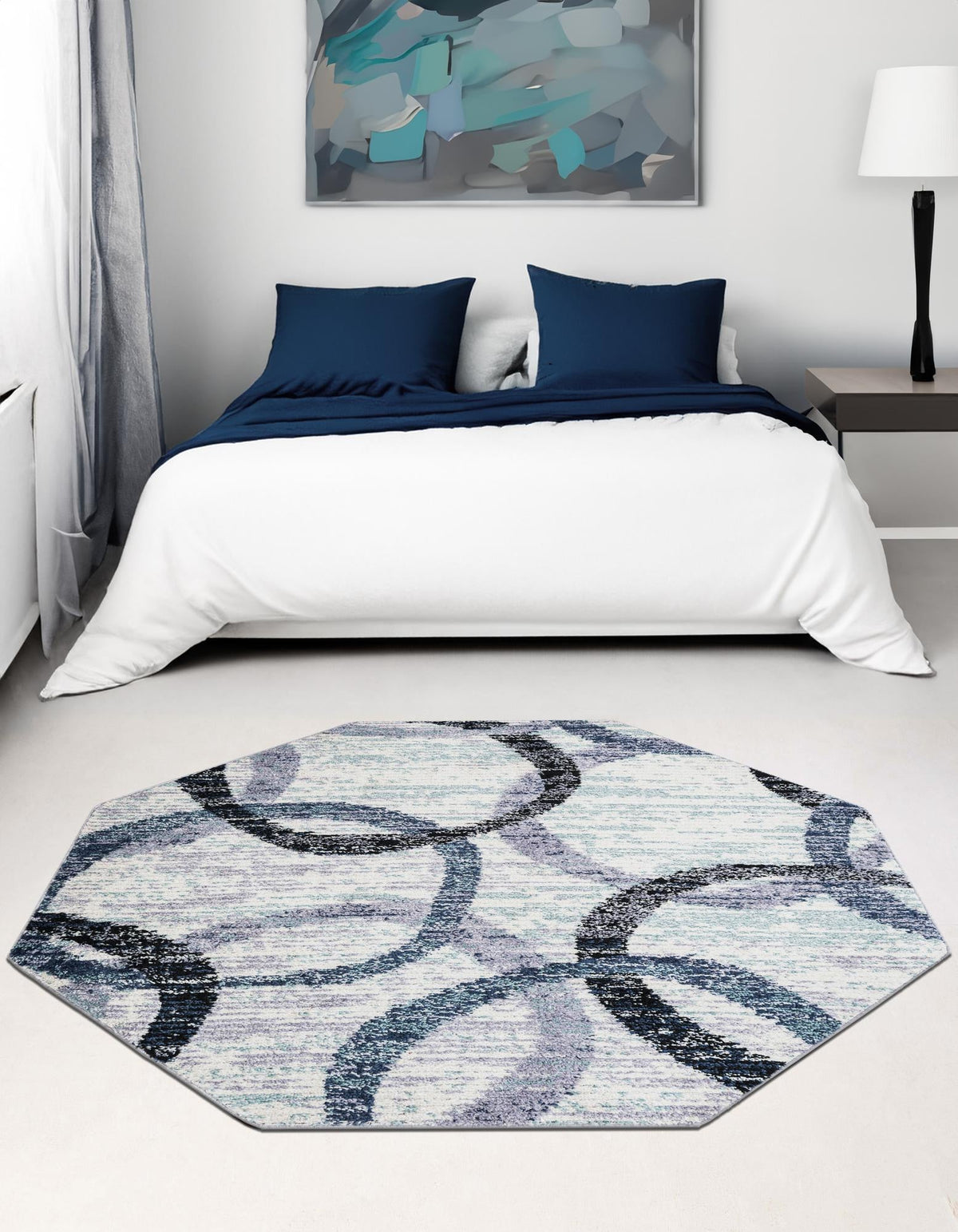 Santa Fe Trails Collection Area Rug -  Taos Octagon Ivory  lifestyle 44