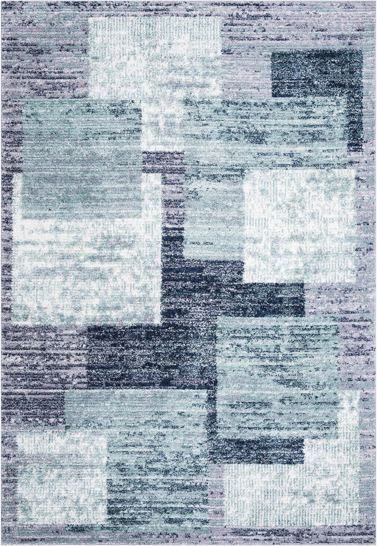Santa Fe Trails Collection Area Rug -  Pueblo Rectangle Blue and Gray Main