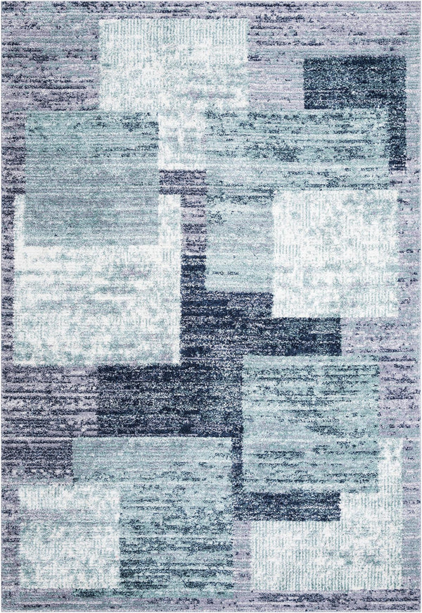 Santa Fe Trails Collection Area Rug -  Pueblo Rectangle Blue and Gray Main