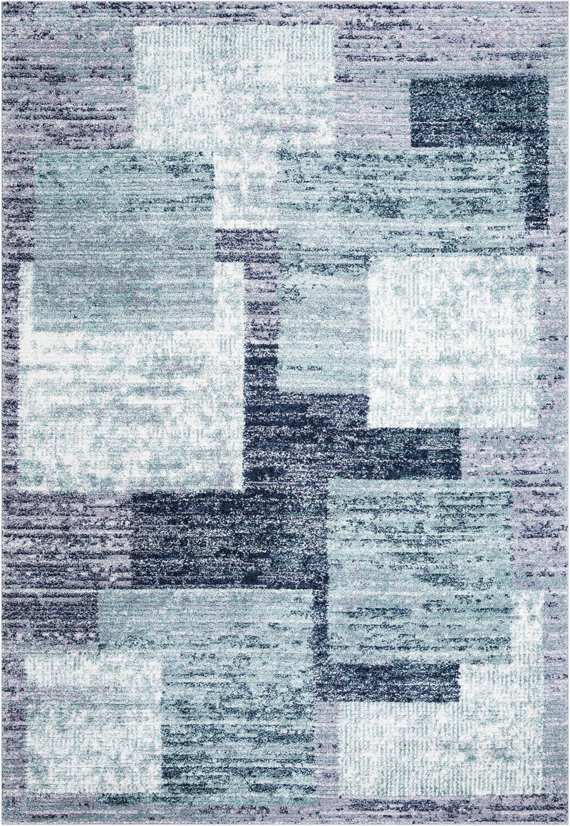 Santa Fe Trails Collection Area Rug -  Pueblo Rectangle Blue and Gray Main