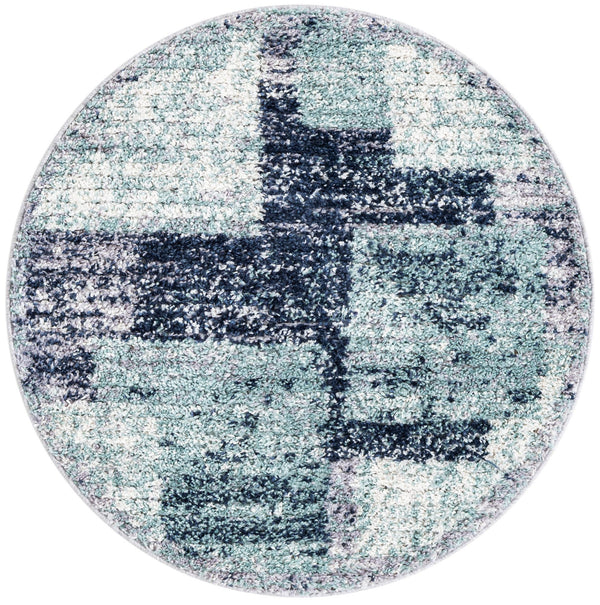 Santa Fe Trails Collection Area Rug -  Pueblo Round Blue and Gray  lifestyle 19