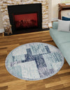 Santa Fe Trails Collection Area Rug -  Pueblo Round Blue and Gray  lifestyle 23