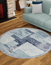 Santa Fe Trails Collection Area Rug -  Pueblo Round Blue and Gray  lifestyle 27
