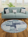 Santa Fe Trails Collection Area Rug -  Pueblo Round Blue and Gray  lifestyle 31