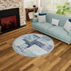 Santa Fe Trails Collection Area Rug -  Pueblo Round Blue and Gray  lifestyle 85