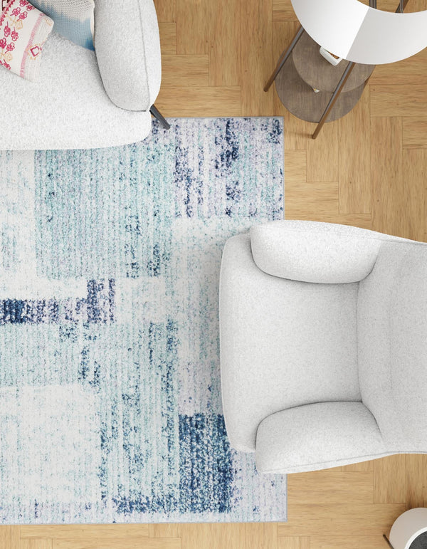 Santa Fe Trails Collection Area Rug -  Pueblo Rectangle Blue and Gray  lifestyle 4