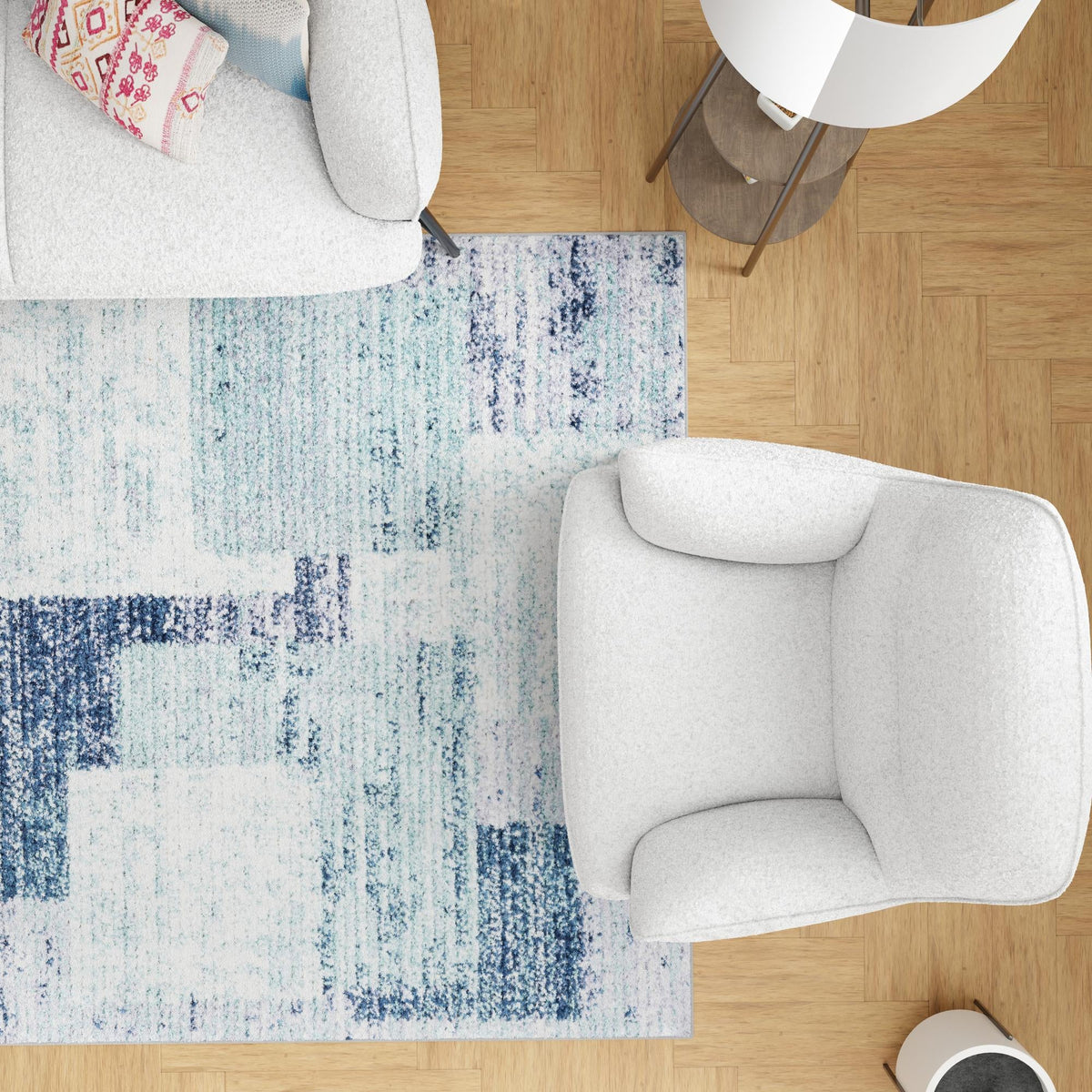 Santa Fe Trails Collection Area Rug -  Pueblo Rectangle Blue and Gray  lifestyle 17