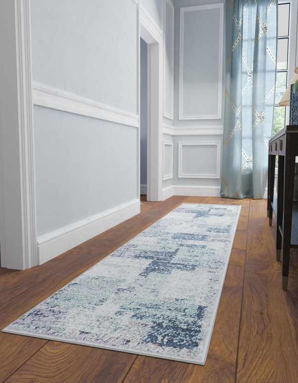 Santa Fe Trails Collection Area Rug -  Pueblo Runner Blue and Gray  lifestyle 26